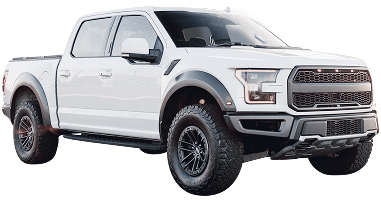 Black lifted pickup truck on a white background, angled front view | South Texas Diesel And Automotive
