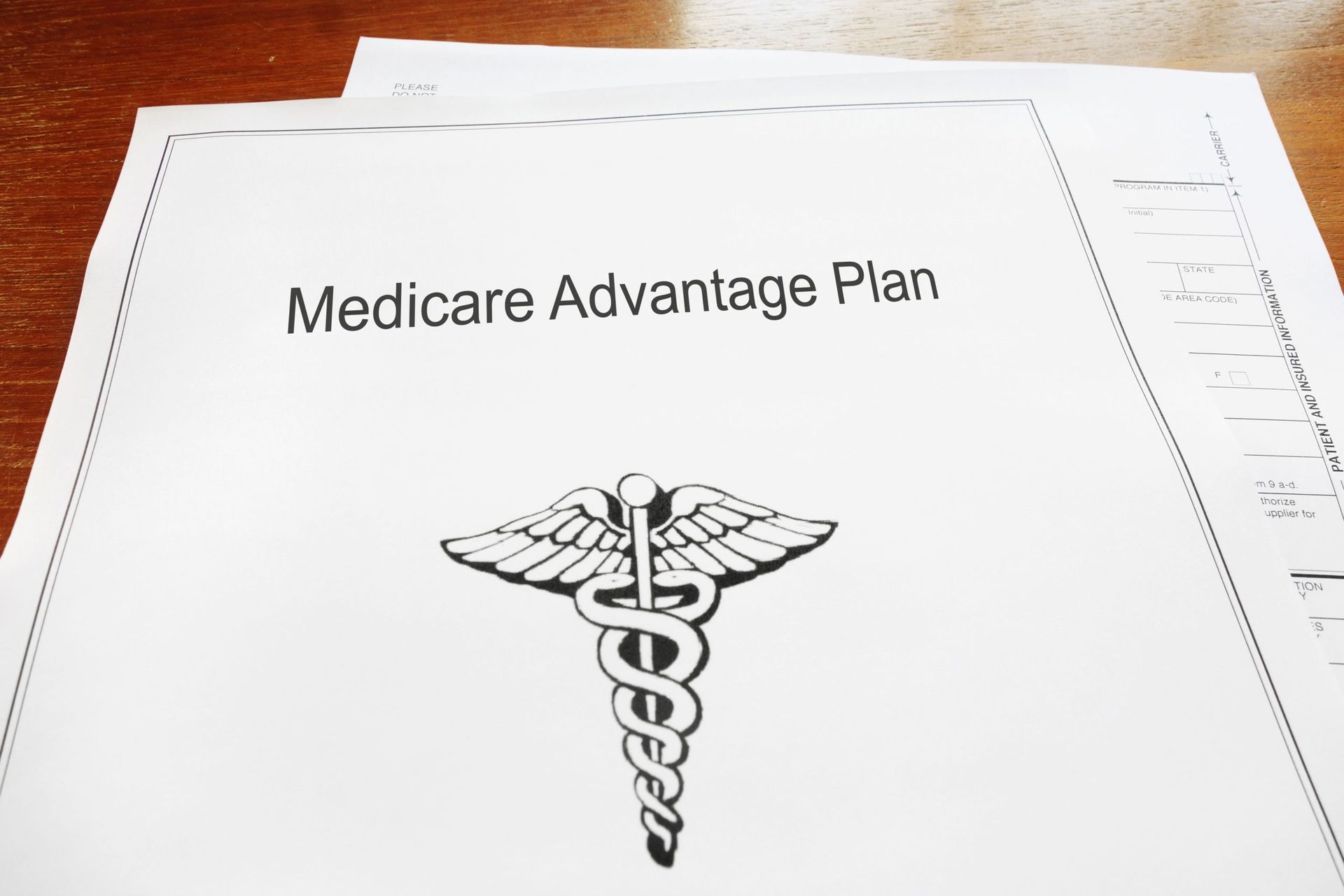 close up of medicare advantage paperwork