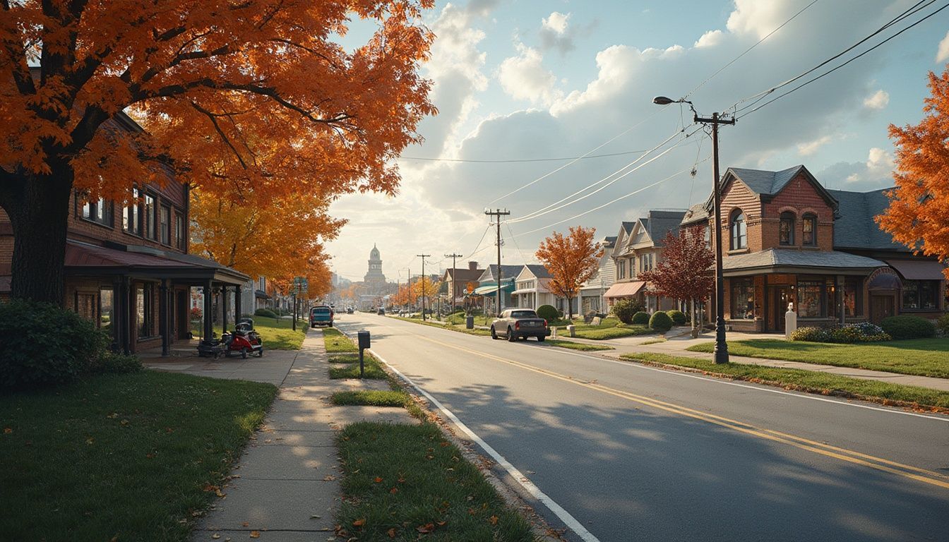 Photo of a main street in Canal Winchester taken in the Fall