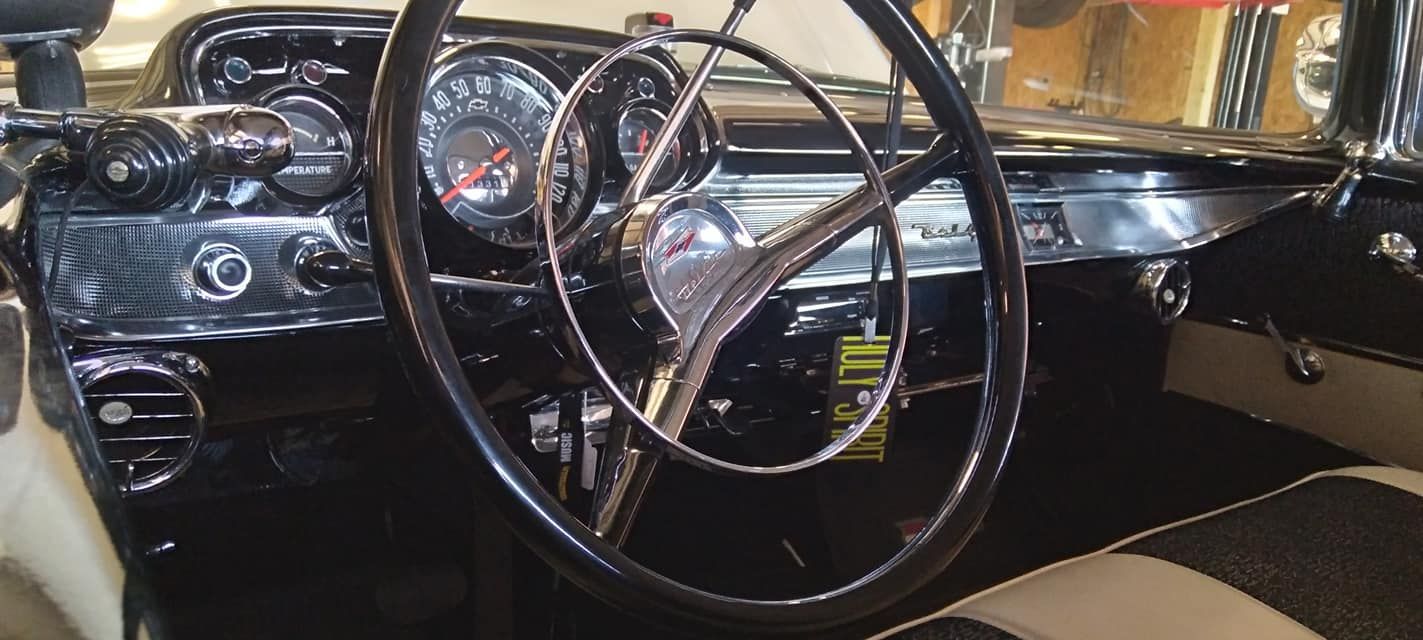 close up of steering wheel