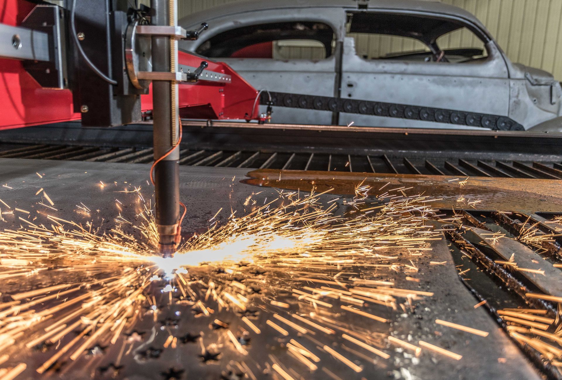 sparks on metal