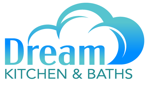 Dream Kitchen & Baths logo with blue and teal cloud design