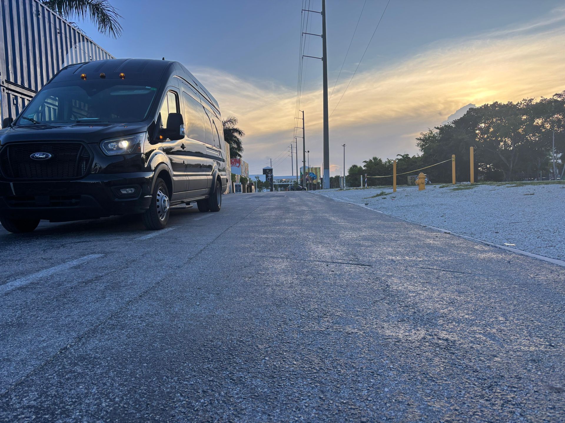 Black Bus parked in Wynwood Walls part of the Bus Tours in Miami Florida 