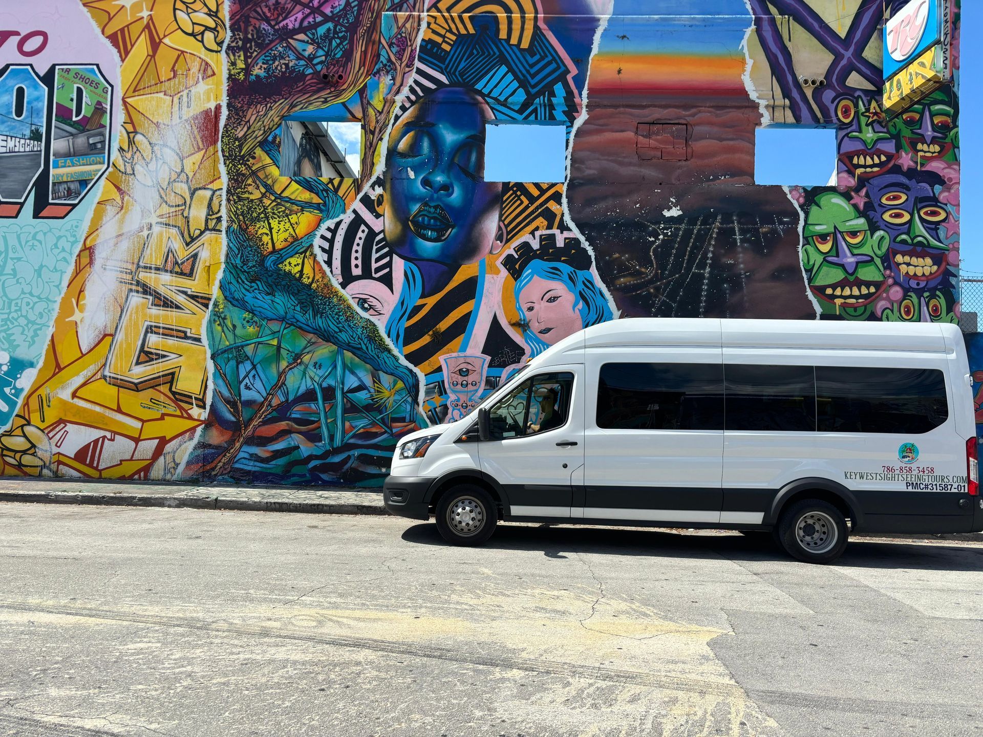 Mini Hop on Hop off Bus parked in Wynwood Walls