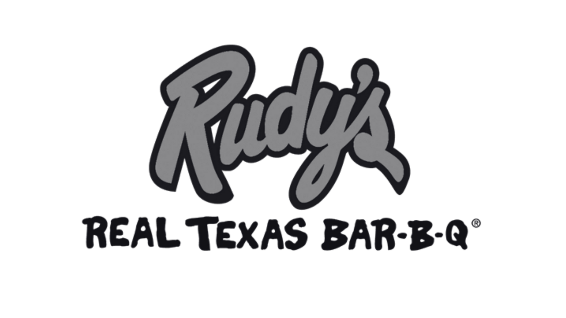 Rudy’s Real Texas Bar-B-Q logo in gray and black on a white background