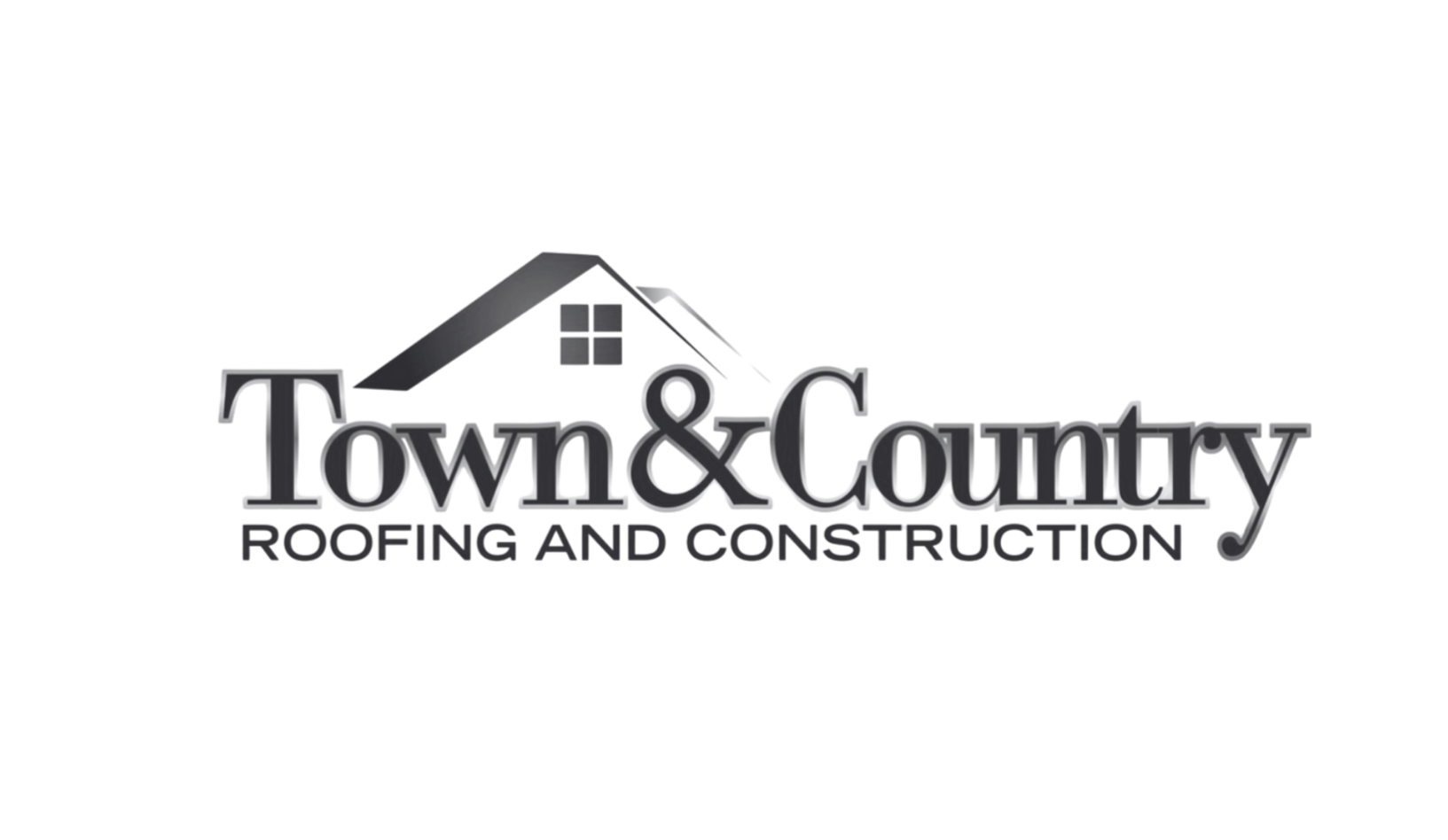 Town & Country Roofing and Construction logo with roof icon in black and gray