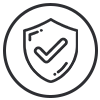 Shield with checkmark inside a circle, symbolizing security or approval.