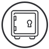 Safe icon inside a circle.