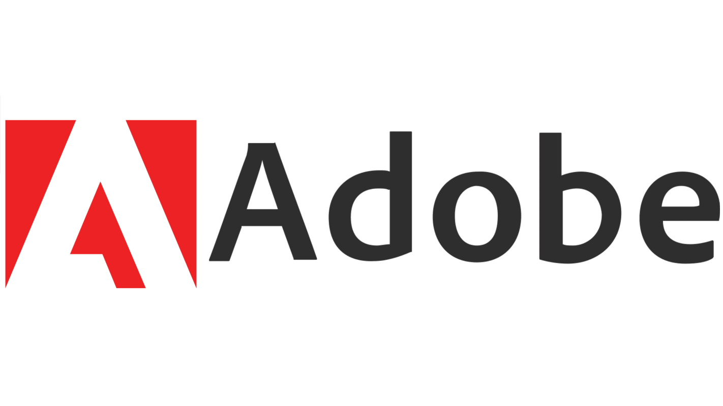 Adobes logotyp, med en stiliserad röd bokstav 