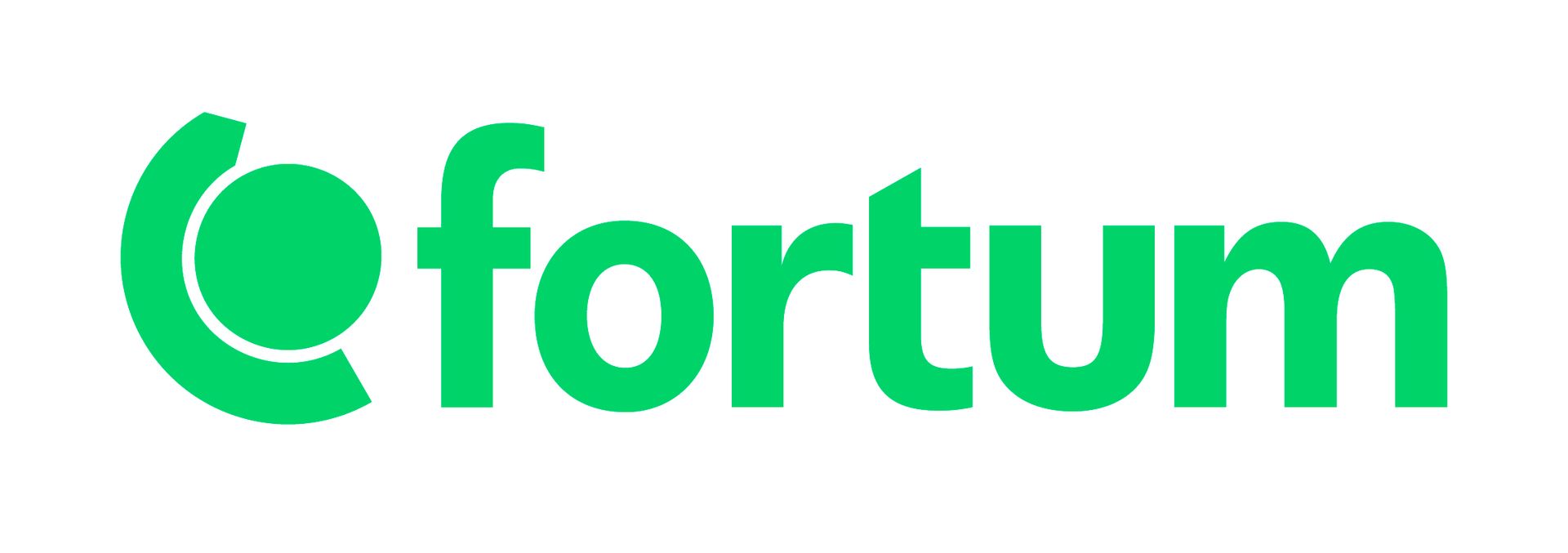 Fortums företagslogotyp, med en cirkulär ikon till vänster om ordet