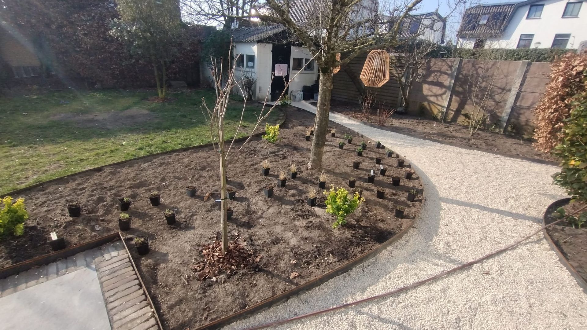 Nieuw aangelegde border Spiegel Tuinen