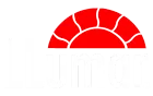 A red circle with a white outline on a white background