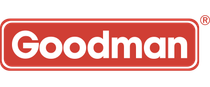 The Goodman logo in white text on a red rectangular background. A small