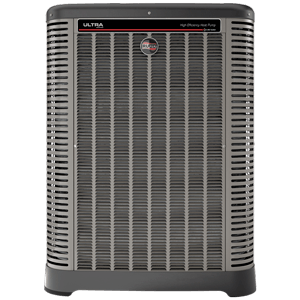 Gray and black air conditioner unit with vertical grilles;
