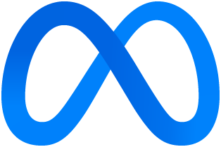 Blue Meta infinity loop logo on a white background