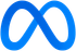 Blue Meta infinity loop logo on a white background