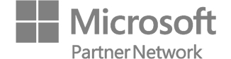 Microsoft Partner Network logo in gray and white