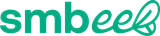 Smbee logo in teal lowercase letters with a bee tail motif on a white background