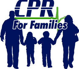 CPR for Families logo with a family silhouette and a green heartbeat line.