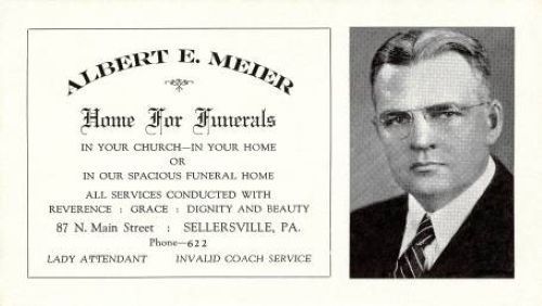 An advertisement for albert e. meier home for funerals