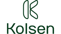 A dark green logo featuring a stylized letter