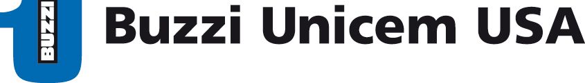 Buzzi Unicem USA logo: Blue shape with text 
