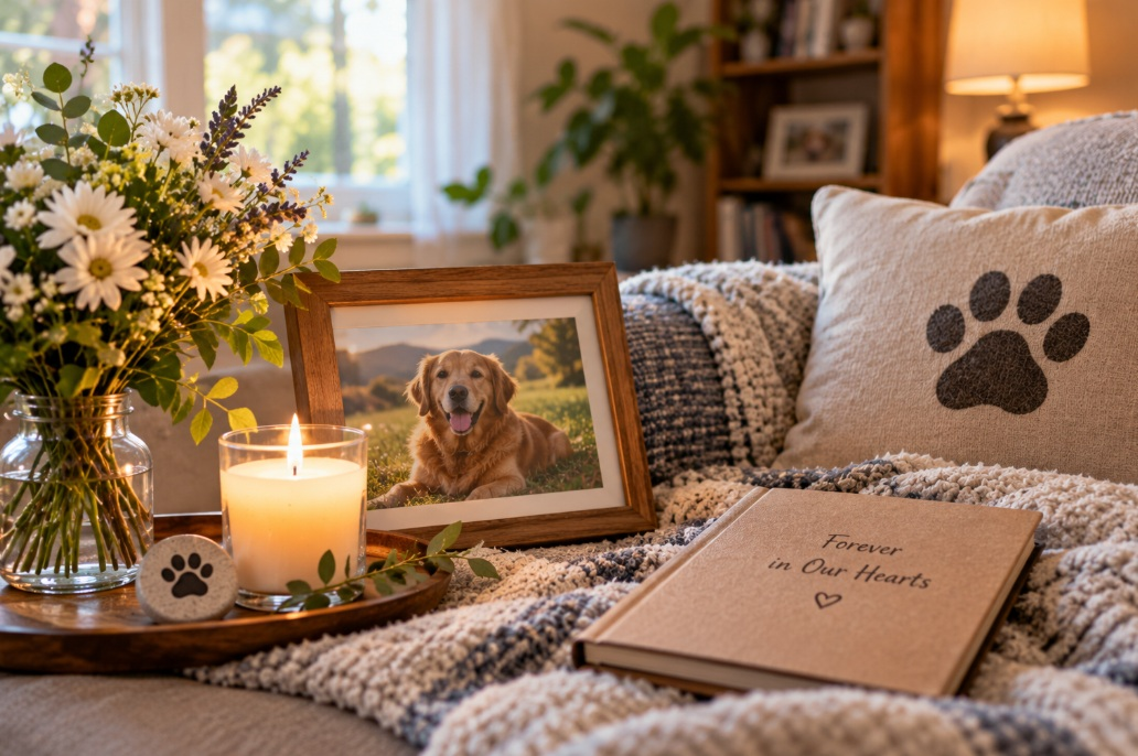 Pet photo and memory book honoring a companion in Albuquerque, NM.