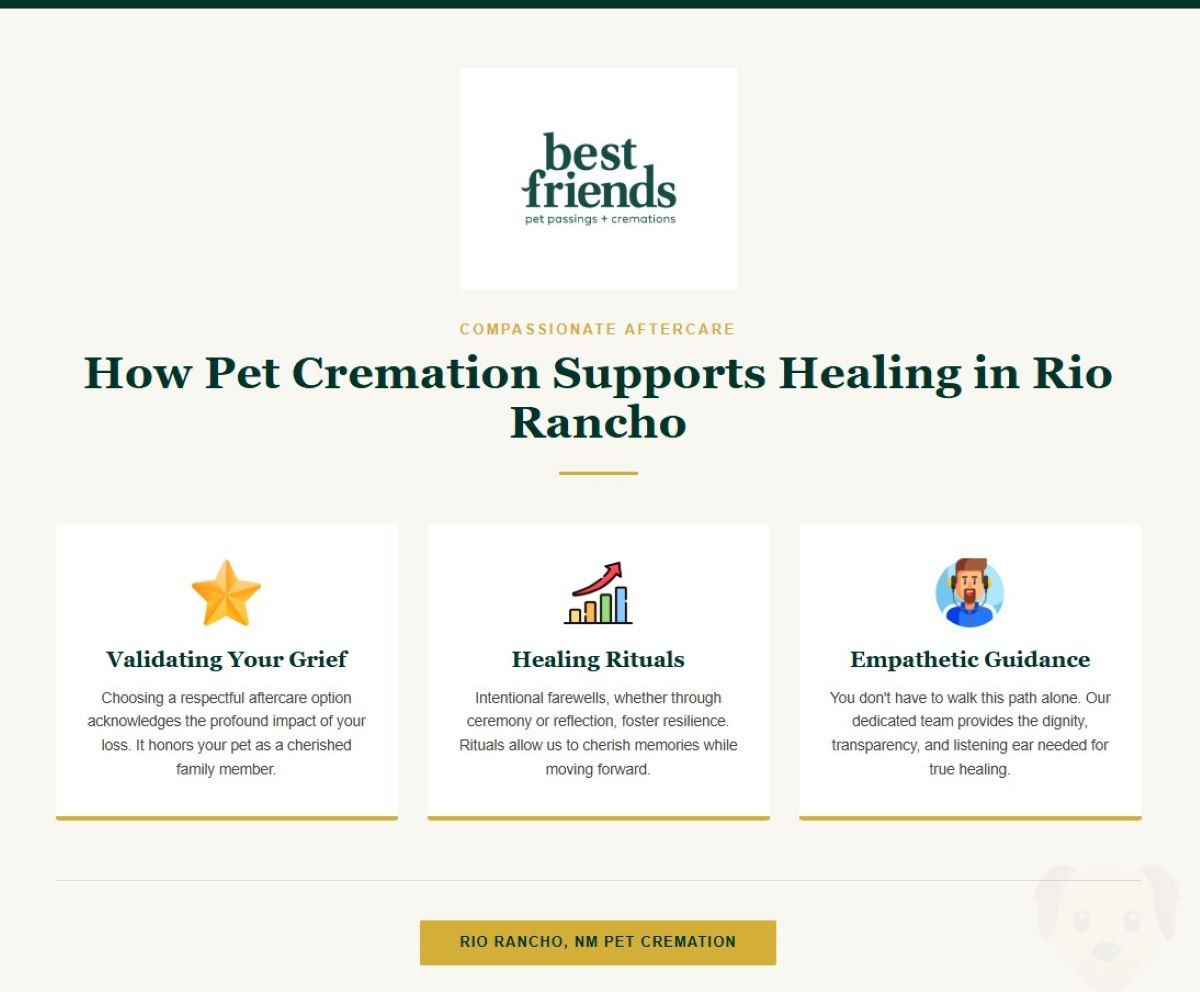 Infographic for Rio Rancho, NM pet cremation showing how pet cremation supports healing