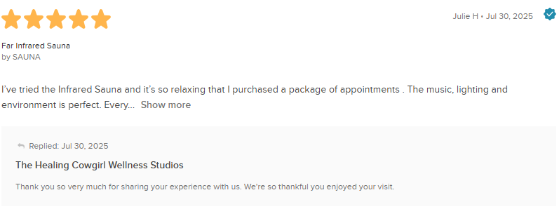 Star rating and a review page for 