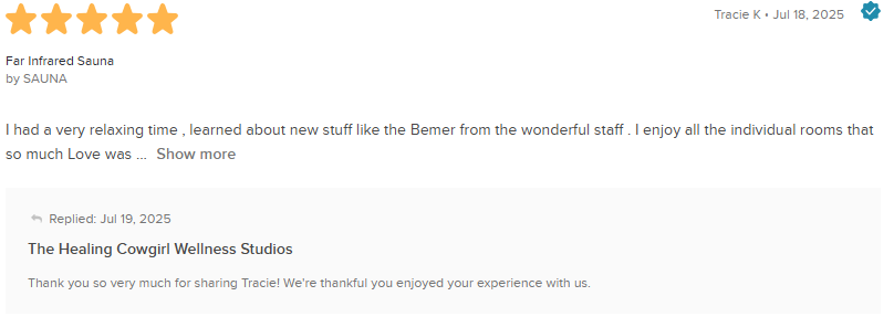 Five-star hotel review screenshot praising The Meeting Company Marriott Boston with warm, positive comments