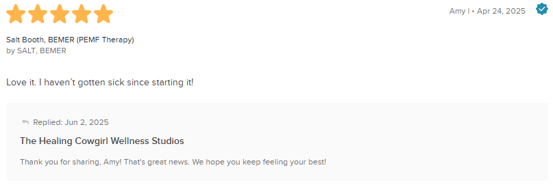 Five-star customer review praising a silver wedding band and product quality