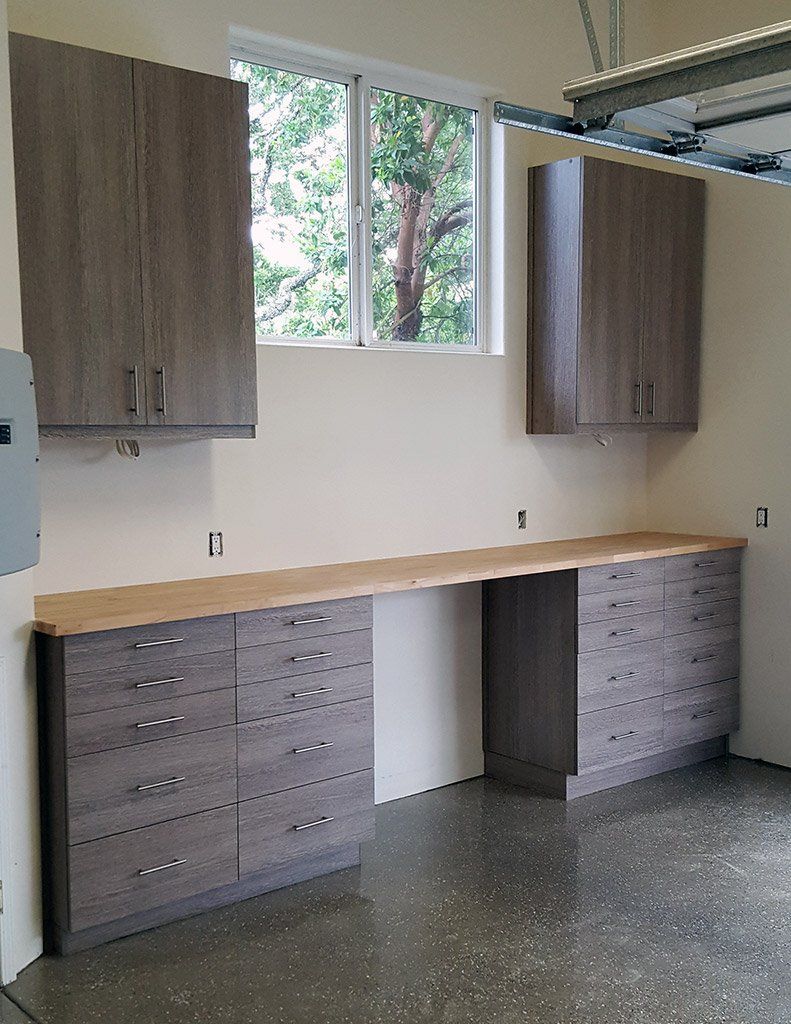 Custom Garage Cabinet Workbench Installation