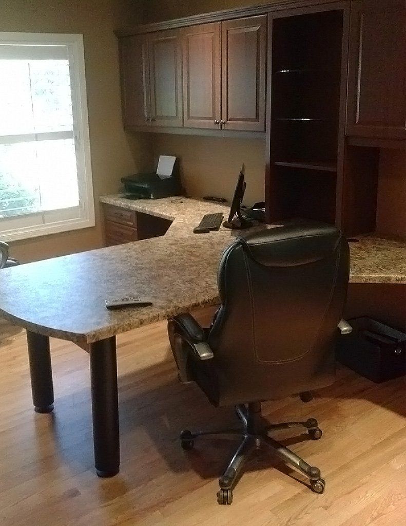 Custom Dark Wood Home Office Cabinet System