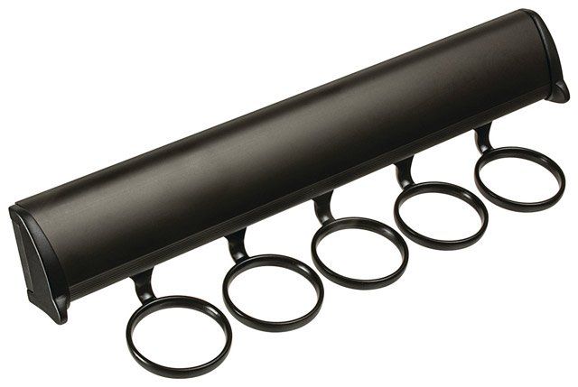A black object with a bunch of rings on it
