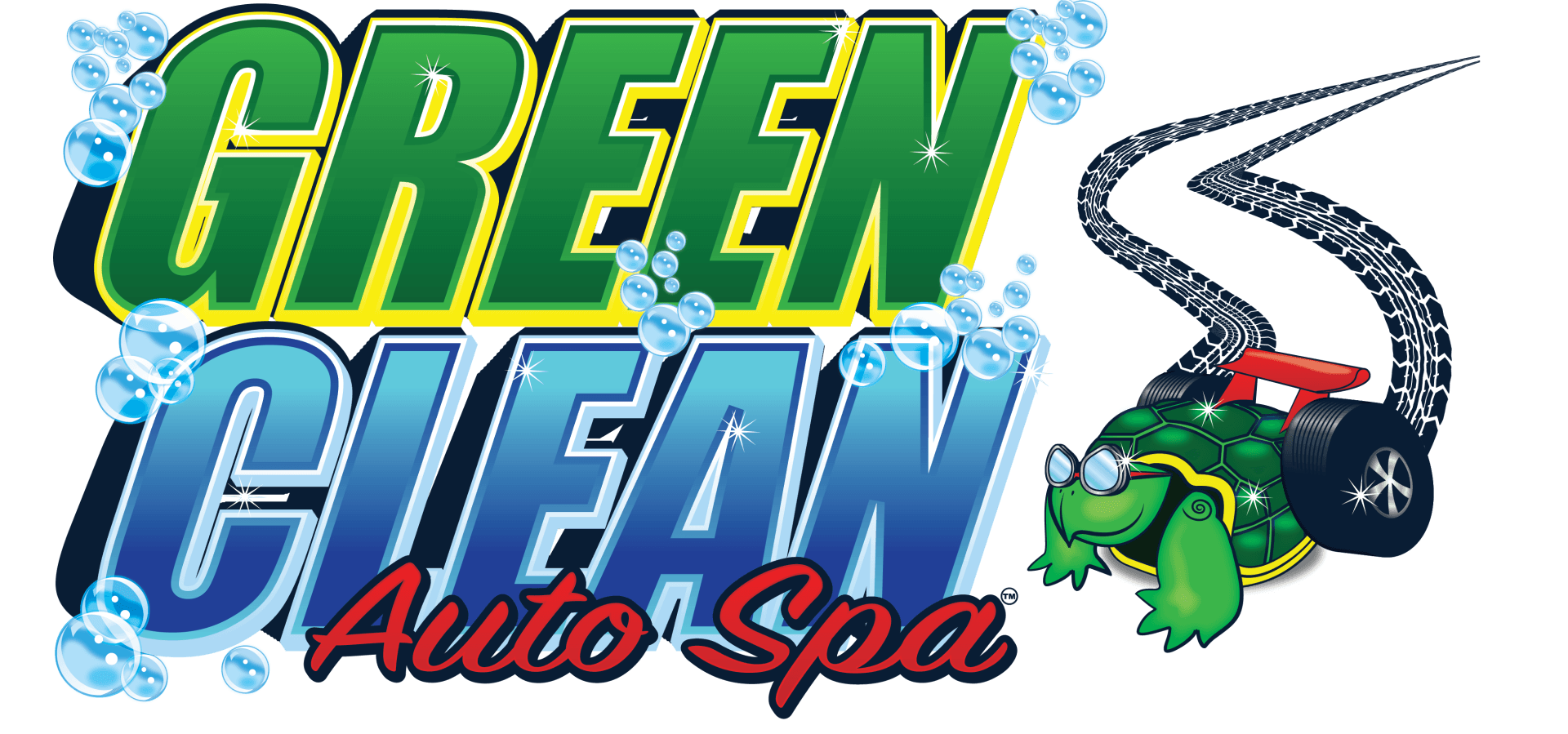 Green Clean Auto Spa Logo with Turbo the Turtle