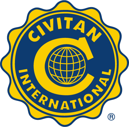 Civitan International logo: blue and yellow seal with globe and 