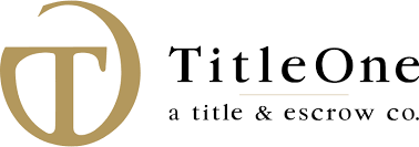 Logo of TitleOne, a title and escrow company. Features a gold 