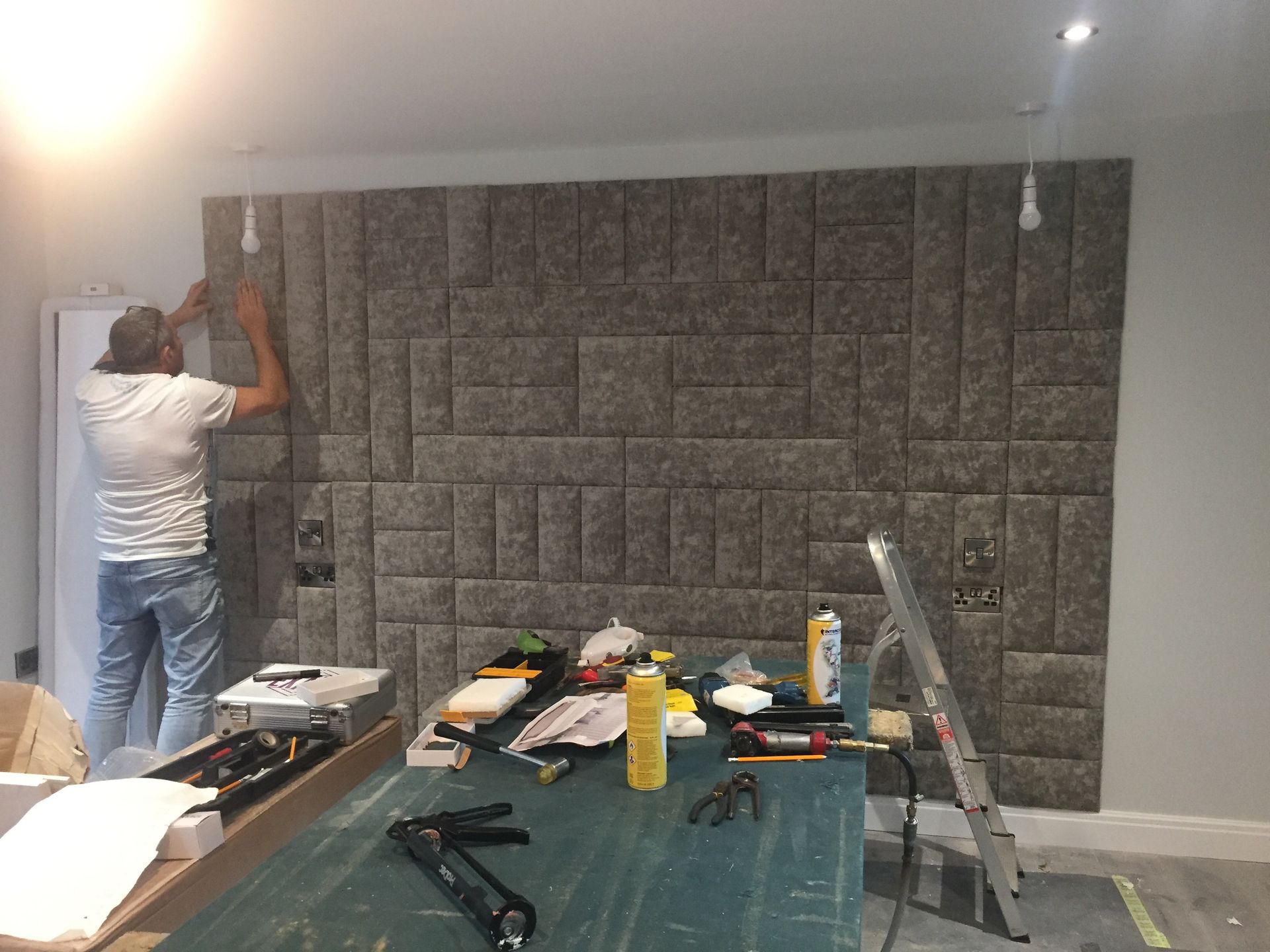 Leather wall tiles The Leicester Headboard Co