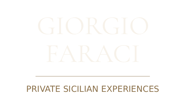 Logo con la scritta “Giorgio Faraci” e lo slogan “Private Sicilian Experiences” su sfondo bianco.