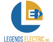 The logo for legends electric inc. is blue and yellow