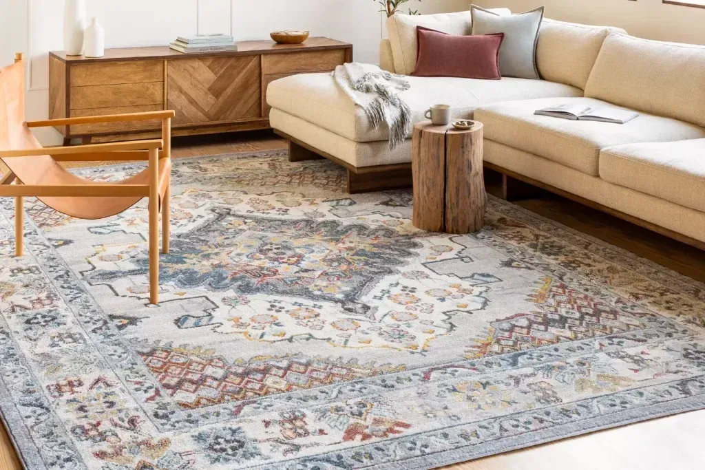 Area rug in a comfortable home