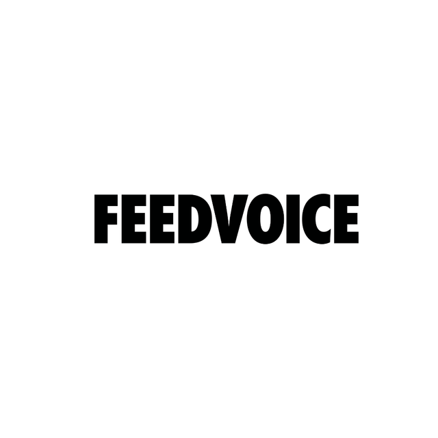 Black FEEDVOICE wordmark centered on a white background
