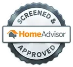 A screened and home advisor approved seal on a white background.