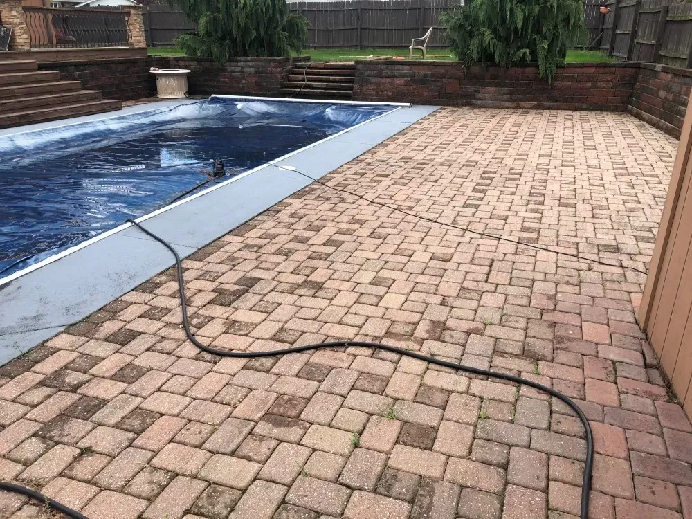 Pool Area Before Cleaning — Homer City, PA — Awesome Exteriors Pressure Washing LLC