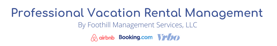 Professional Vacation Rental Management. Airbnb, Booking.com, and Vrbo logos are visible.