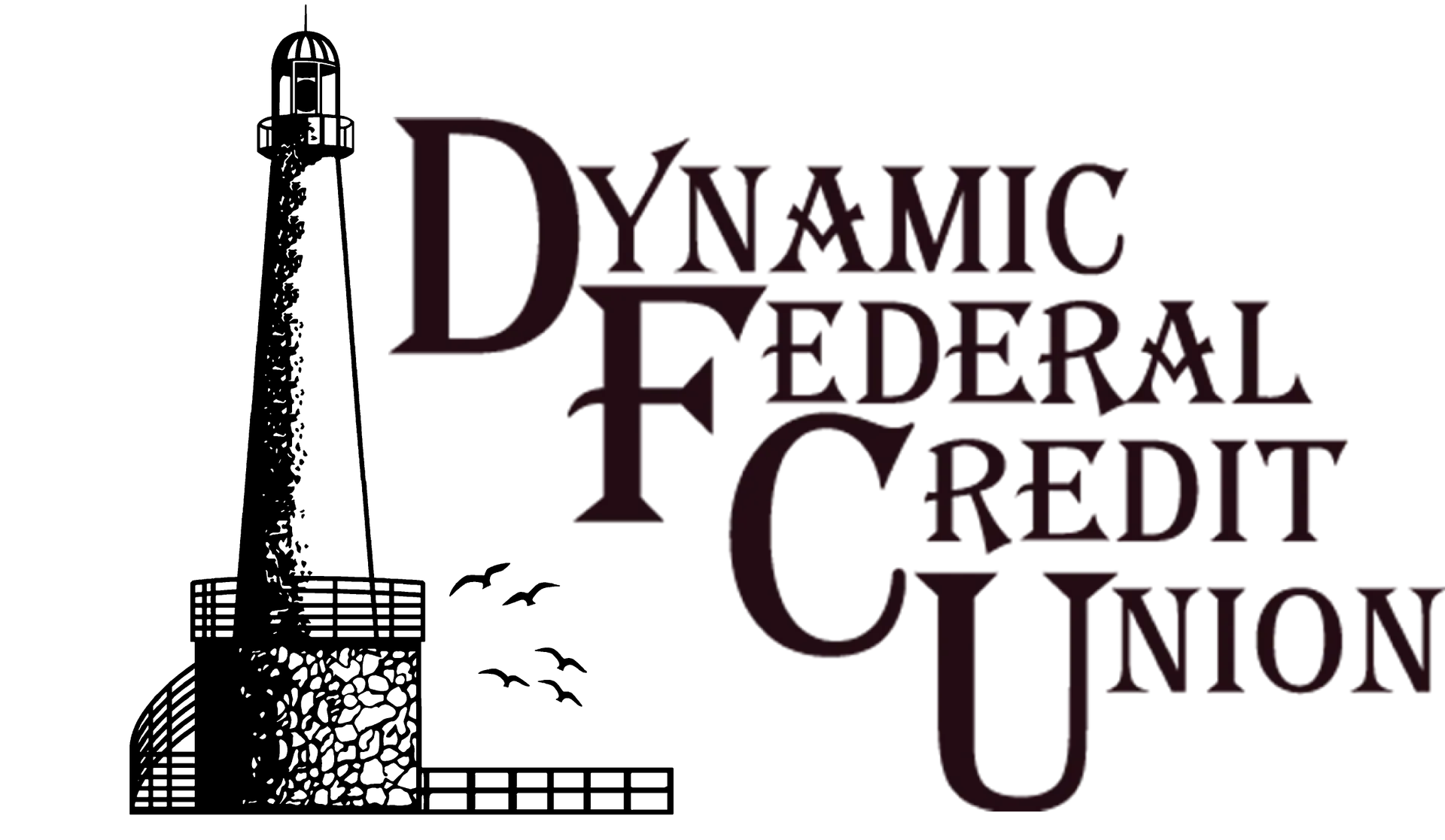 Logo for Dynamic Federal Credit Union: Lighthouse and text.