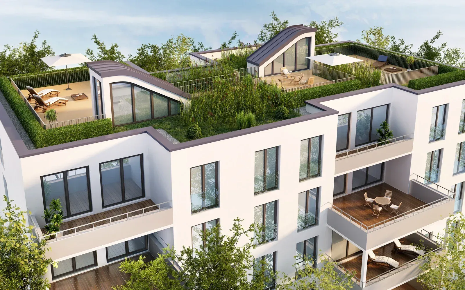 An artist 's impression of a building with a green roof
