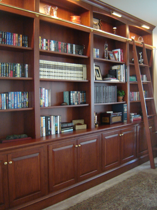 Cherry Library bookshelves w/ rolling Ladder - Tatamy, PA