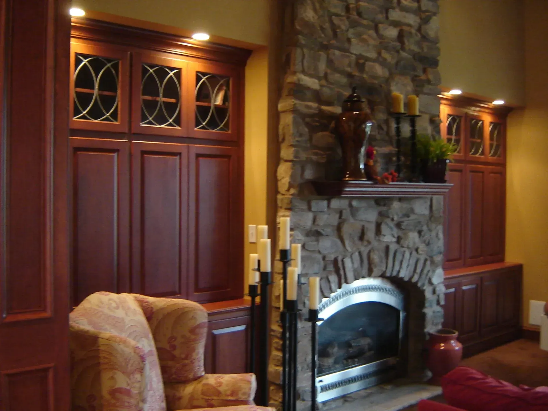 Cherry Fireplace wall w/ leaded glass - Easton, PA