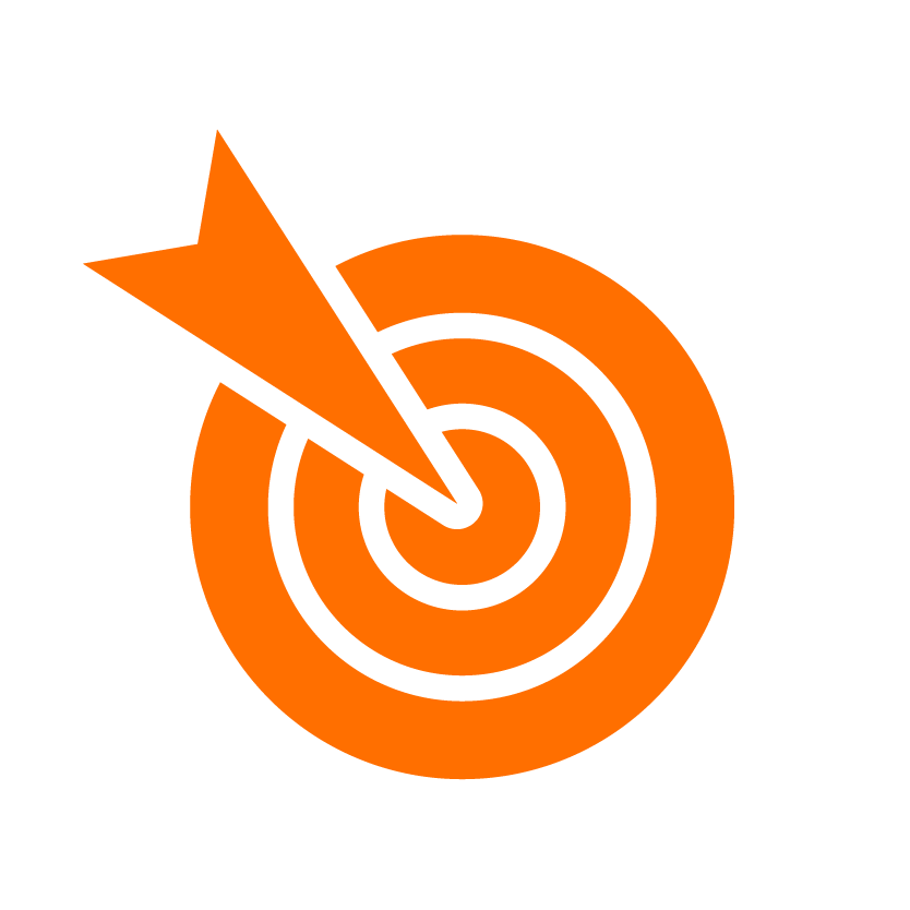 Securing your payments with Build Buddy. An orange target with an arrow pointing to the center.